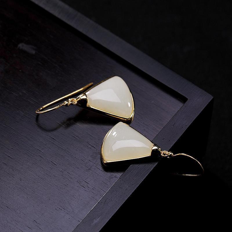 Lokaloca Original Natural White Jade Drop Earrings