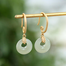 Load image into Gallery viewer, Designer Original Exquisite Natural Fine Jade Earrings Retro Elegant Ladies Silver Jewelry
