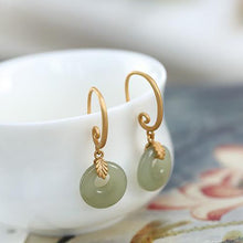 Load image into Gallery viewer, Designer Original Exquisite Natural Fine Jade Earrings Retro Elegant Ladies Silver Jewelry
