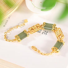 Load image into Gallery viewer, Designer Original New Inlaid Natural Fine Jade Bracelet Vintage Style Ruyi Exquisite and Elegant Ladies Silver Jewelry
