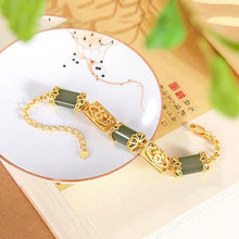 Load image into Gallery viewer, Designer Original New Inlaid Natural Fine Jade Bracelet Vintage Style Ruyi Exquisite and Elegant Ladies Silver Jewelry
