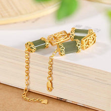 Load image into Gallery viewer, Designer Original New Inlaid Natural Fine Jade Bracelet Vintage Style Ruyi Exquisite and Elegant Ladies Silver Jewelry
