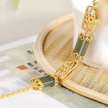 Load image into Gallery viewer, Designer Original New Inlaid Natural Fine Jade Bracelet Vintage Style Ruyi Exquisite and Elegant Ladies Silver Jewelry
