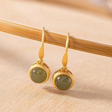 Load image into Gallery viewer, Designer Original Natural Fine Jade Earrings Ladies Exquisite Silver Jewelry
