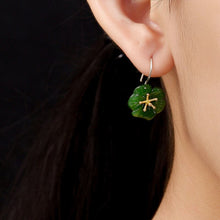 Load image into Gallery viewer, Lokaloca Original Natural Fine Jade Jasper Green Plum Blossom Earrings
