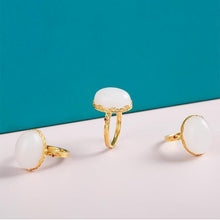 Load image into Gallery viewer, Designer Original Natural Fine White Jade Oval Opening Adjustable Ring Retro Style High-end Ladies Jewelry
