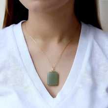 Load image into Gallery viewer, Lokaloca Original Natural Fine Jade Rectangular Pendant Necklace
