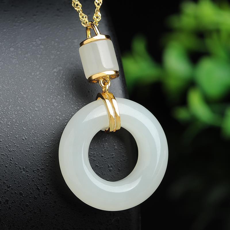 Designer Original Natural Fine White Jade Pendant Necklace Exquisite and Elegant Charm Ladies Silver Jewelry