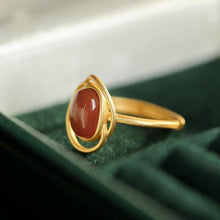 Load image into Gallery viewer, Designer Original Natural Southern Red Agate Retro Fashion Ladies Silver Jewelry Opening Adjustable Ring
