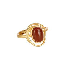 Load image into Gallery viewer, Designer Original Natural Southern Red Agate Retro Fashion Ladies Silver Jewelry Opening Adjustable Ring
