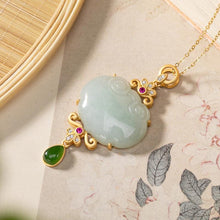 Load image into Gallery viewer, Designer Original Natural Jade Necklace Pendant Retro Luxury Women&#39;s Silver Jewelry
