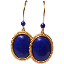 Load image into Gallery viewer, Designer Original Oval Lapis Lazuli Earrings Exquisite Ladies Silver Jewelry
