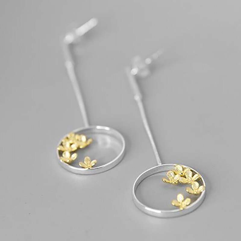 Designer Original Round Osmanthus Design Earrings Women's Elegant Silver Jewelry