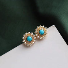 Load image into Gallery viewer, Designer Original Turquoise Pearl Earrings Simple and Exquisite Charm Ladies Silver Jewelry
