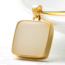 Load image into Gallery viewer, Lokaloca White Jade Square Pendant Necklace
