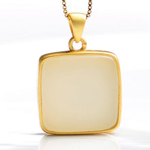 Load image into Gallery viewer, Lokaloca White Jade Square Pendant Necklace
