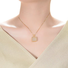 Load image into Gallery viewer, Lokaloca White Jade Square Pendant Necklace
