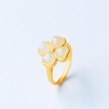 Load image into Gallery viewer, Designer Original Silver Inlaid Fine White Jade Chalcedony Ring Exquisite Ladies Jewelry
