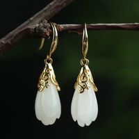 Load image into Gallery viewer, Designer Original Silver Inlaid Fine Magnolia Earrings Elegant Exquisite Ladies Jewelry
