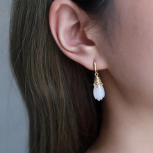 Load image into Gallery viewer, Designer Original Silver Inlaid Fine Magnolia Earrings Elegant Exquisite Ladies Jewelry
