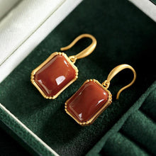 Load image into Gallery viewer, Designer Original Silver Inlaid Southern Red Agate Earrings Luxury Ladies Jewelry
