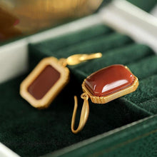 Load image into Gallery viewer, Designer Original Silver Inlaid Southern Red Agate Earrings Luxury Ladies Jewelry
