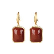 Load image into Gallery viewer, Designer Original Silver Inlaid Southern Red Agate Earrings Luxury Ladies Jewelry
