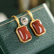 Load image into Gallery viewer, Designer Original Silver Inlaid Southern Red Agate Earrings Luxury Ladies Jewelry
