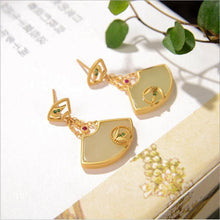 Load image into Gallery viewer, Designer Original Silver Inlaid Natural Fine White Jade Earrings Ladies Exquisite Charm Jewelry
