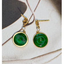 Load image into Gallery viewer, Lokaloca Original Silver Inlaid Natural Jade Round Earrings
