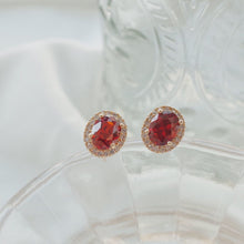 Load image into Gallery viewer, Designer Original Silver Inlaid Garnet Crystal Earrings Vintage Style Retro Elegant Luxury Charm Female Jewelry
