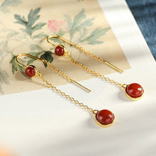 Load image into Gallery viewer, Designer Original Silver Inlaid Southern Red Agate French Earrings Classical Women&#39;s Jewelry
