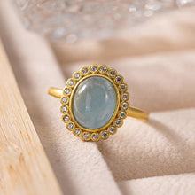 Load image into Gallery viewer, Designer Original Silver Inlaid Natural Fine AquamarineFashion Ladies Open Adjustable Ring Vintage Retro Jewelry
