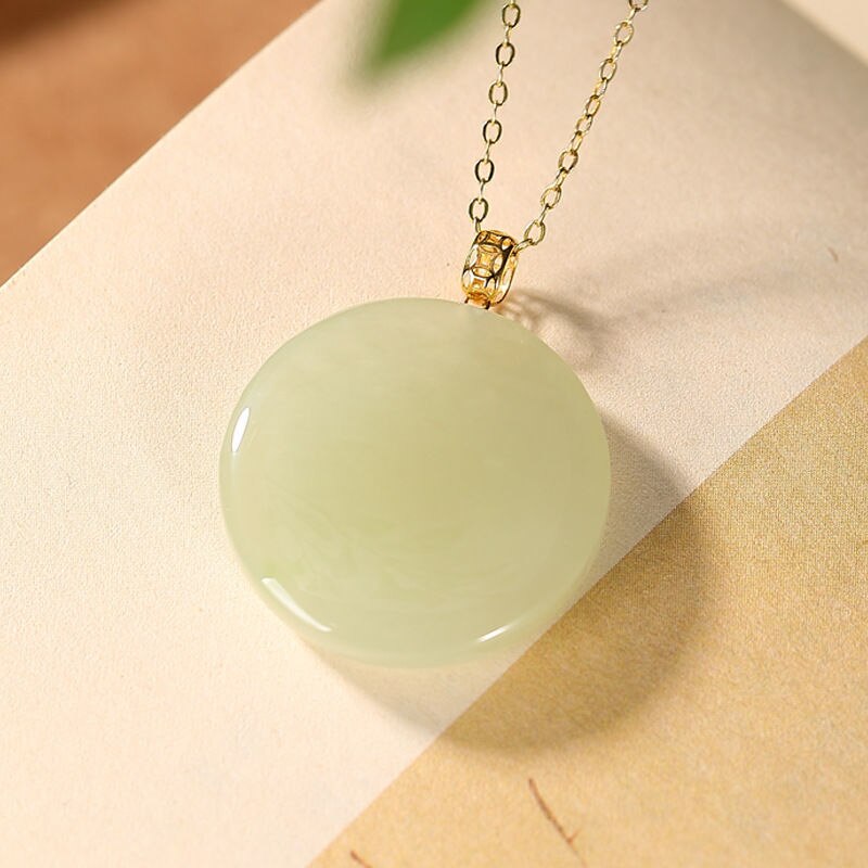 Designer Original Silver Inlaid Natural Fine Jade Necklace Pendant Retro Exquisite Ladies Jewelry