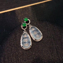 Load image into Gallery viewer, Designer Creative Silver Inlaid Chalcedony String Bean Earrings Elegant Charm Retro Female Jewelry
