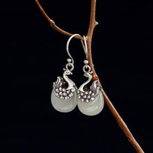 Load image into Gallery viewer, Designer&#39;s Natural Fine Jade Silver Peacock Earrings Exquisite and Elegant Charm Ladies Jewelry
