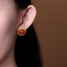 Load image into Gallery viewer, Designer&#39;s Original Natural Southern Red Agate Unique Craft Golden High-quality Women&#39;s Earrings
