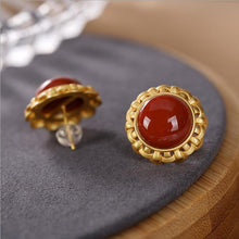 Load image into Gallery viewer, Designer&#39;s Original Natural Southern Red Agate Unique Craft Golden High-quality Women&#39;s Earrings
