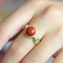 Load image into Gallery viewer, Designer&#39;s Original Innovative Natural Southern Red Agate Opening Adjustable Ring Elegant Luxury Ladies Jewelry
