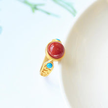 Load image into Gallery viewer, Designer&#39;s Original Innovative Natural Southern Red Agate Opening Adjustable Ring Elegant Luxury Ladies Jewelry
