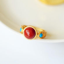 Load image into Gallery viewer, Designer&#39;s Original Innovative Natural Southern Red Agate Opening Adjustable Ring Elegant Luxury Ladies Jewelry
