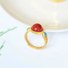 Load image into Gallery viewer, Designer&#39;s Original Innovative Natural Southern Red Agate Opening Adjustable Ring Elegant Luxury Ladies Jewelry
