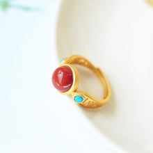 Load image into Gallery viewer, Designer&#39;s Original Innovative Natural Southern Red Agate Opening Adjustable Ring Elegant Luxury Ladies Jewelry
