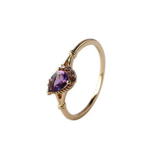 Load image into Gallery viewer, Designer&#39;s Unique Craftsmanship Diamond Heart-shaped Amethyst Opening Adjustable Ring Retro Exquisite Ladies Jewelry
