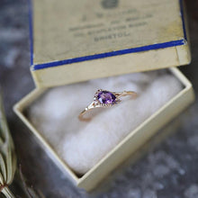 Load image into Gallery viewer, Designer&#39;s Unique Craftsmanship Diamond Heart-shaped Amethyst Opening Adjustable Ring Retro Exquisite Ladies Jewelry
