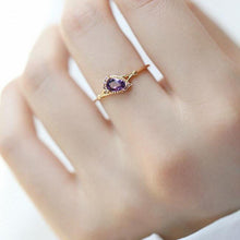 Load image into Gallery viewer, Designer&#39;s Unique Craftsmanship Diamond Heart-shaped Amethyst Opening Adjustable Ring Retro Exquisite Ladies Jewelry
