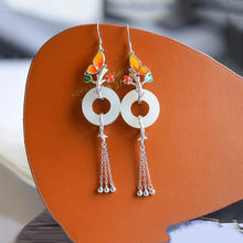 Load image into Gallery viewer, Designer&#39;s Unique Fine White Jade Butterfly Tassel Long Retro Earrings Vintage Exquisite Elegant Charm Ladies Jewelry
