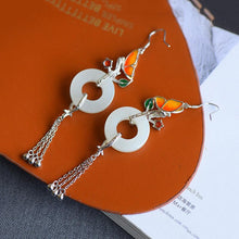 Load image into Gallery viewer, Designer&#39;s Unique Fine White Jade Butterfly Tassel Long Retro Earrings Vintage Exquisite Elegant Charm Ladies Jewelry
