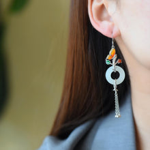 Load image into Gallery viewer, Designer&#39;s Unique Fine White Jade Butterfly Tassel Long Retro Earrings Vintage Exquisite Elegant Charm Ladies Jewelry
