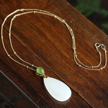 Load image into Gallery viewer, Designer&#39;s Unique Creative Natural Fine White Jade Drop-shaped Pendant Necklace Exquisite Elegant Charm Jewelry
